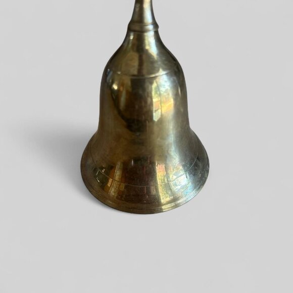 Vintage Brass Handbell Desk Bell Tabletop Call Bell England 6" Collectible Decor - Picture 4 of 4